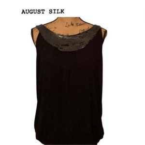 August Silk Black Top with~embellishments